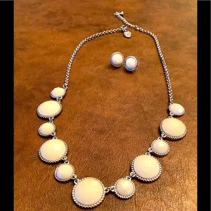 White and silver necklace with matching post earrings by Charming Charlie